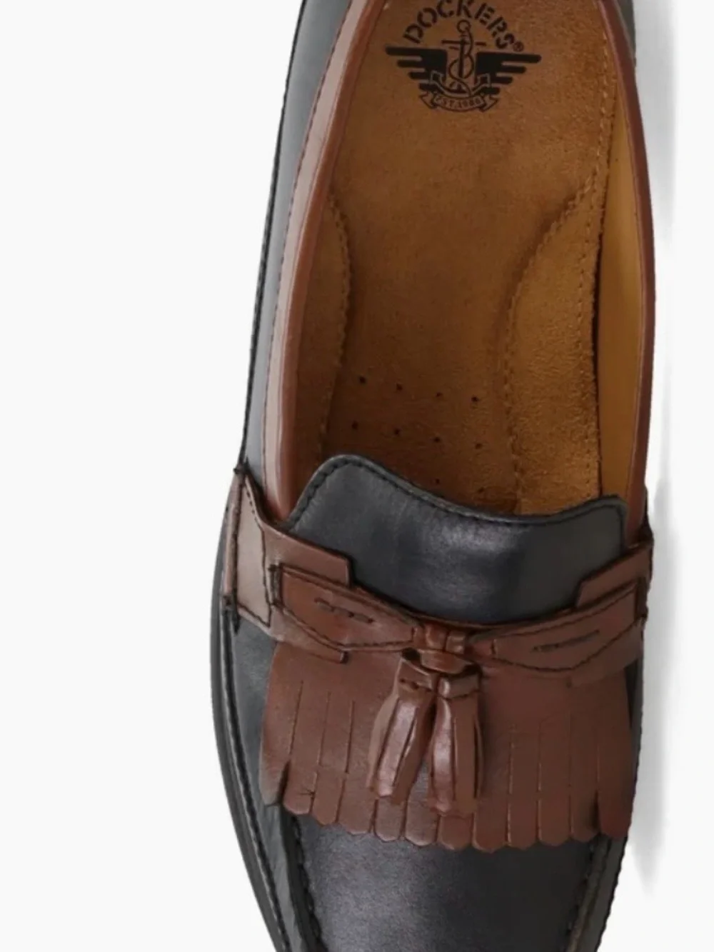 Dockers Two-Tone Tassel, Sinclair Loafer, MEN 11. Black and Brown Leather.